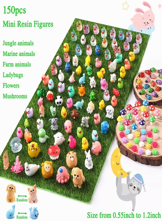 DULEFUN 150pcs Mini Resin Animals, Colorful Tiny Small Little Glitter Ducks Mushroom Figures to Hide Miniature Figurines for Dollhouse Micro Landscape Aquarium Decorations DIY Crafts - Image 2